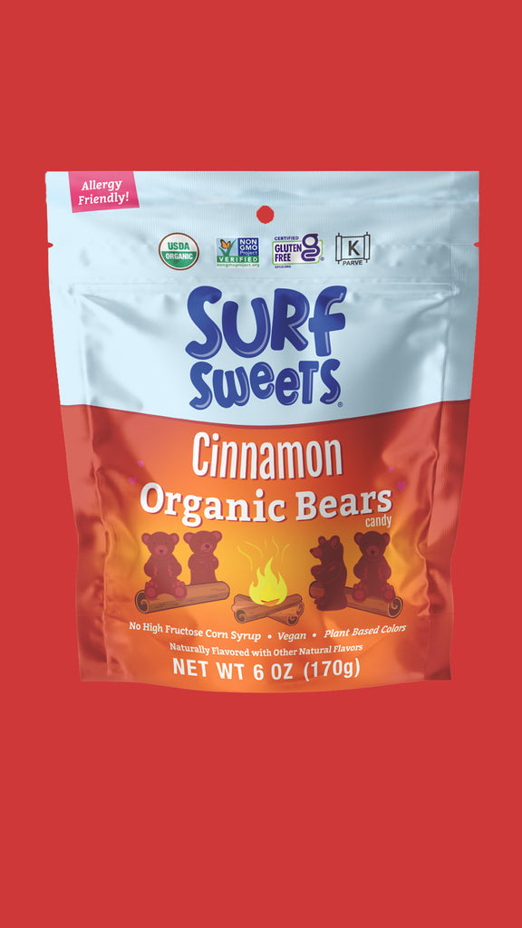 Cinnamon Organic Bears 6oz Bag by Surf Sweets - Front of Bag