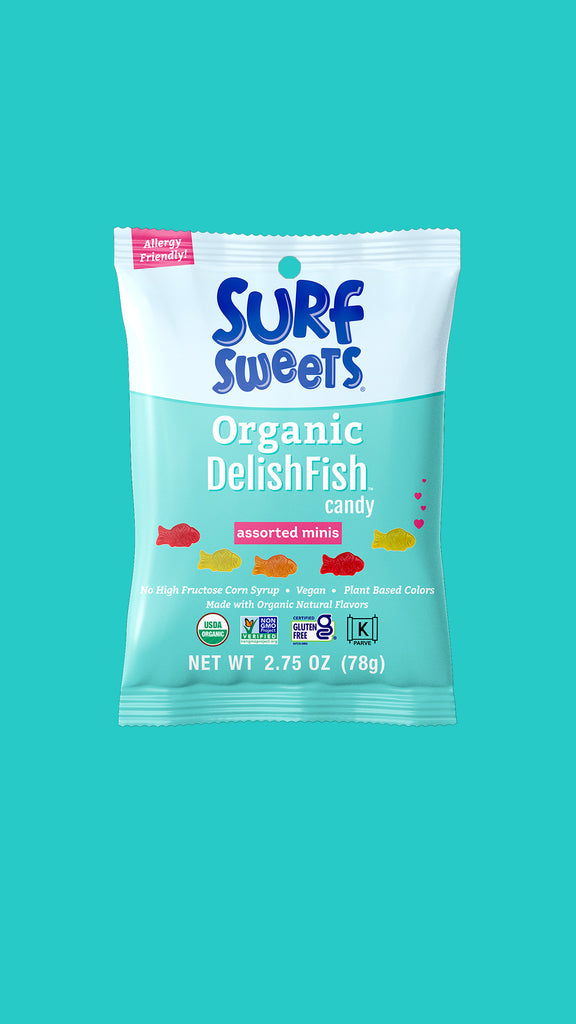 Organic DelishFish® Assorted Minis 2.75oz Pouch by Surf Sweets - Front of Bag